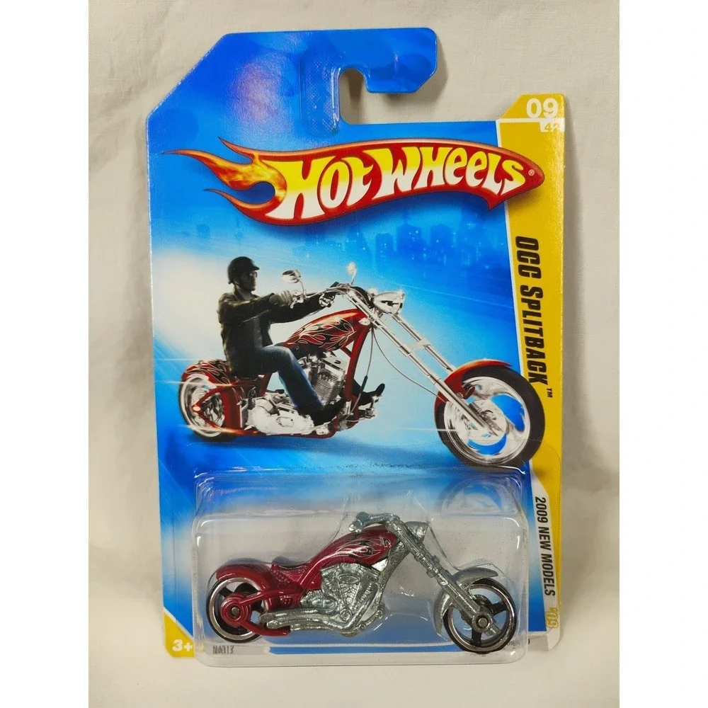 2009 Hot Wheels #009 New Models OCC SPLITBACK Motorcycle RED Chopper